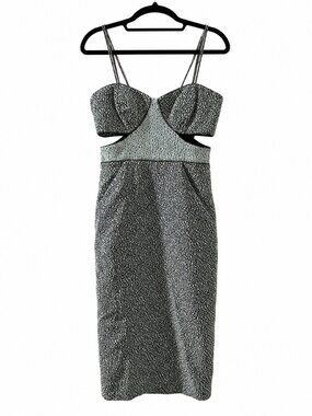 Jonathan Simkhai Black White Textured Bustier Cutout Dress Size 6